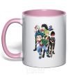 Mug with a colored handle BEYBLADE characters light-pink фото