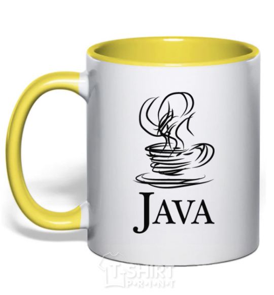 Mug with a colored handle Java yellow фото