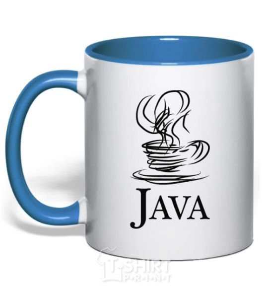 Mug with a colored handle Java royal-blue фото