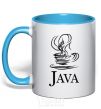 Mug with a colored handle Java sky-blue фото