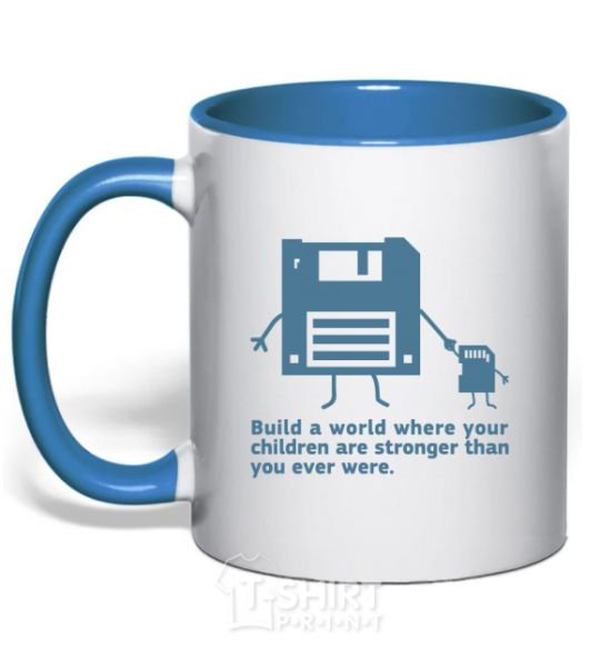 Mug with a colored handle Build the best world royal-blue фото