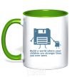 Mug with a colored handle Build the best world kelly-green фото