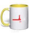 Mug with a colored handle Programmer deadline yellow фото