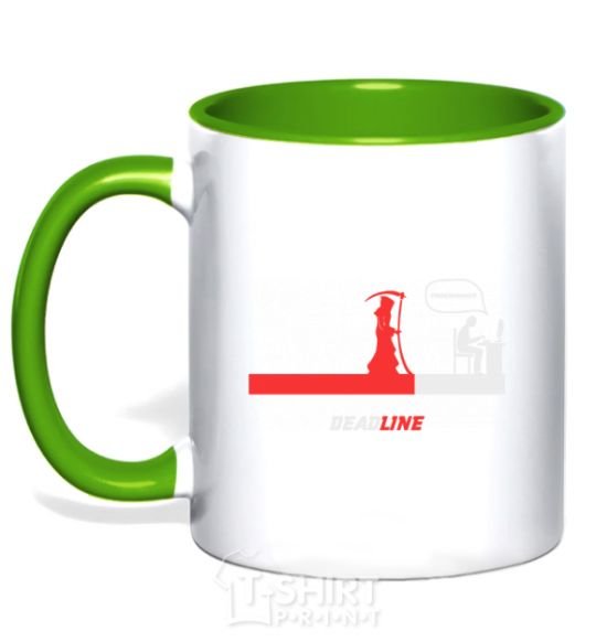 Mug with a colored handle Programmer deadline kelly-green фото