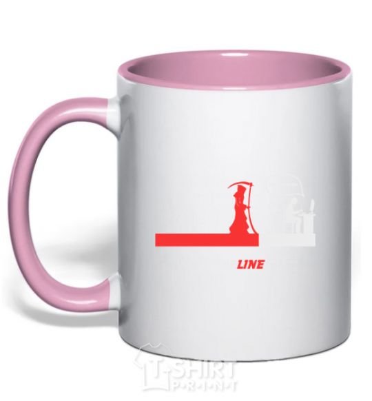 Mug with a colored handle Programmer deadline light-pink фото