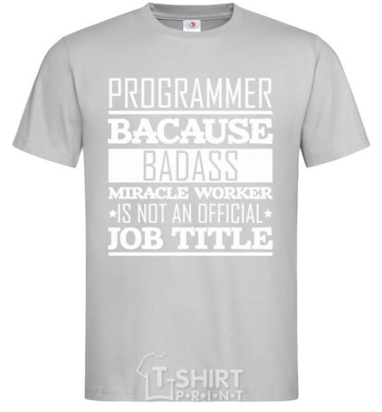 Men's T-Shirt Badass worker grey фото