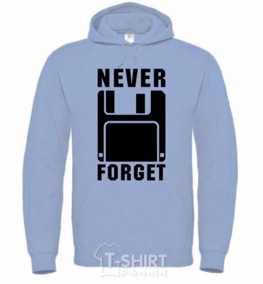 Men`s hoodie Never forget sky-blue фото