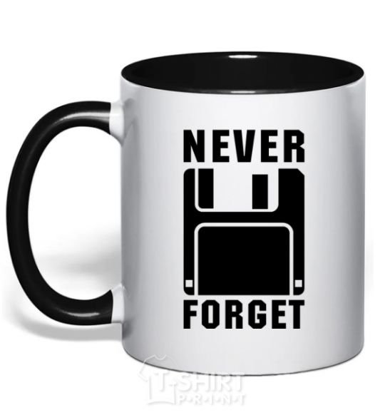Mug with a colored handle Never forget black фото