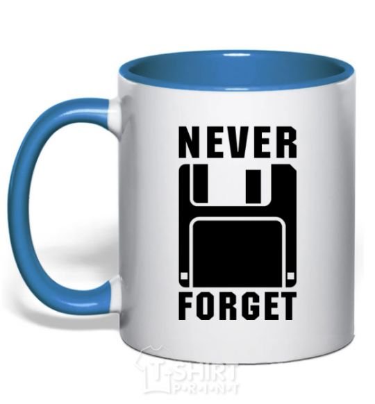 Mug with a colored handle Never forget royal-blue фото