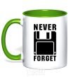 Mug with a colored handle Never forget kelly-green фото