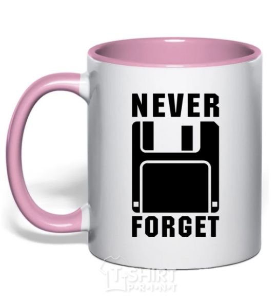 Mug with a colored handle Never forget light-pink фото