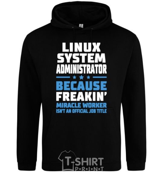 Men`s hoodie Linux system administrator black фото