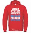 Men`s hoodie Linux system administrator bright-red фото