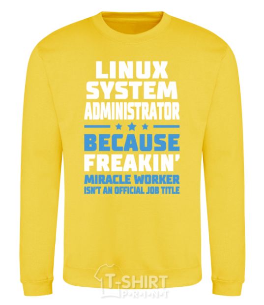 Свитшот Linux system administrator Солнечно желтый фото