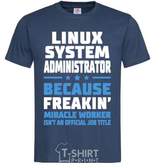 Мужская футболка Linux system administrator Темно-синий фото