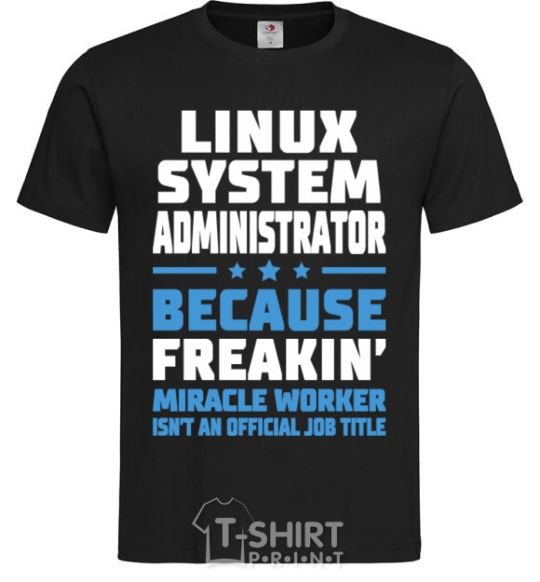 Men's T-Shirt Linux system administrator black фото