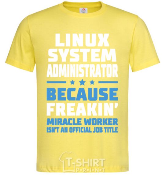 Мужская футболка Linux system administrator Лимонный фото