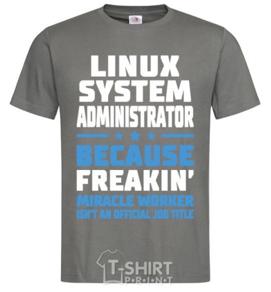 Мужская футболка Linux system administrator Графит фото