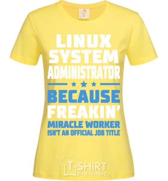 Женская футболка Linux system administrator Лимонный фото