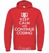 Men`s hoodie Keep calm and continue coding bright-red фото