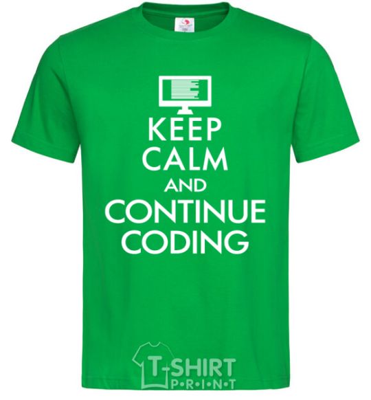 Мужская футболка Keep calm and continue coding Зеленый фото