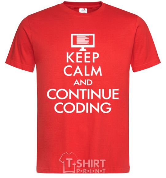 Men's T-Shirt Keep calm and continue coding red фото