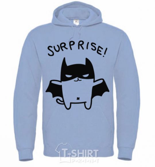 Men`s hoodie Bat cat sky-blue фото