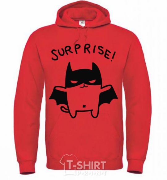 Men`s hoodie Bat cat bright-red фото