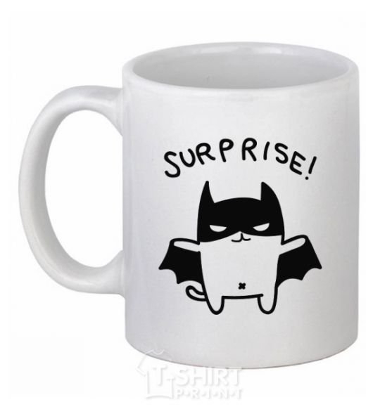 Ceramic mug Bat cat White фото
