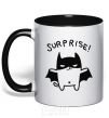 Mug with a colored handle Bat cat black фото