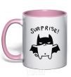Mug with a colored handle Bat cat light-pink фото