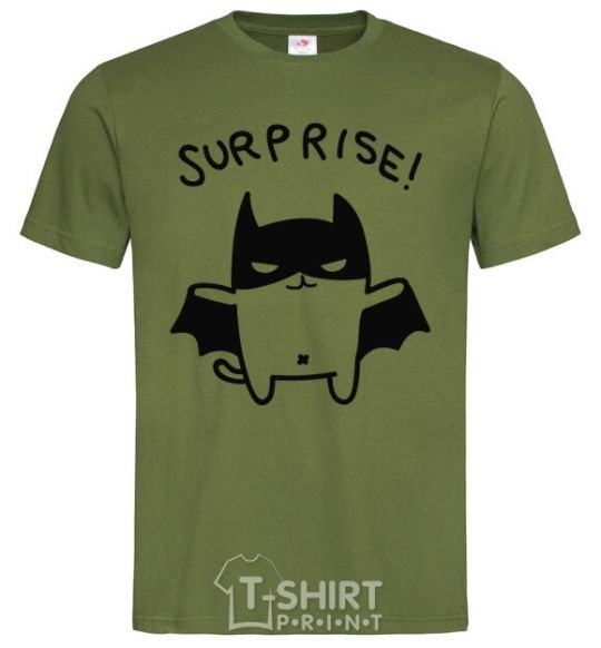 Мужская футболка Bat cat Оливковый фото