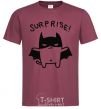 Men's T-Shirt Bat cat burgundy фото