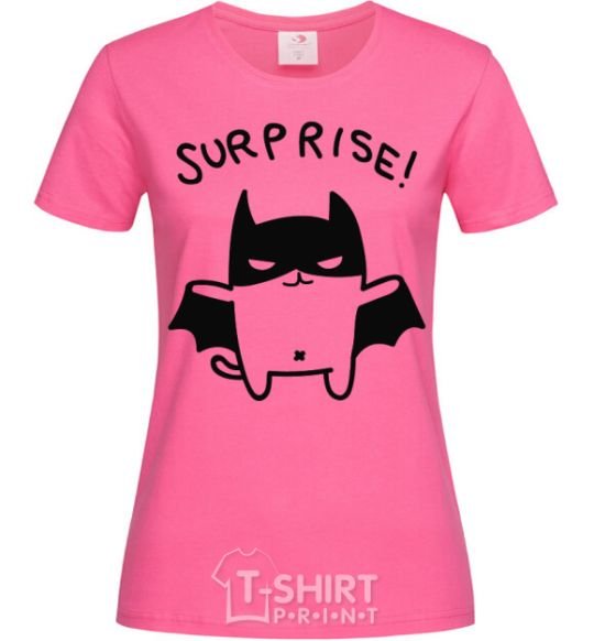 Женская футболка Bat cat Ярко-розовый фото