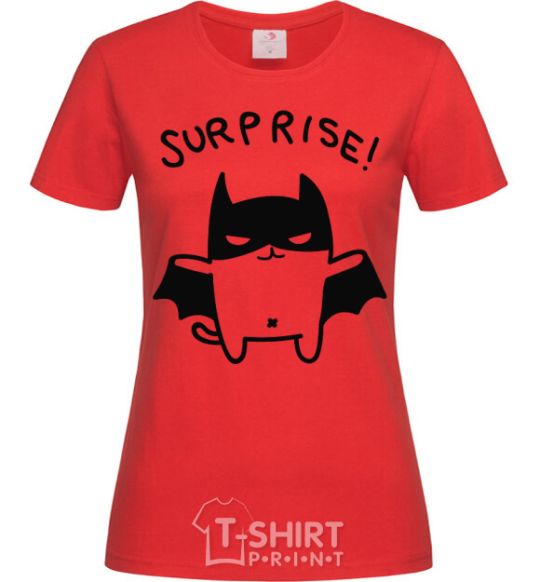 Женская футболка Bat cat Красный фото