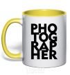 Mug with a colored handle Photographer V.1 yellow фото