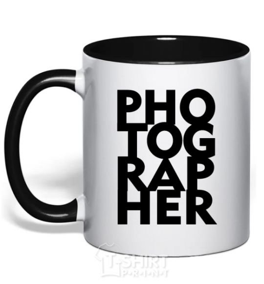 Mug with a colored handle Photographer V.1 black фото