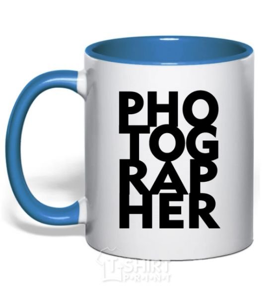 Mug with a colored handle Photographer V.1 royal-blue фото
