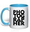 Mug with a colored handle Photographer V.1 sky-blue фото