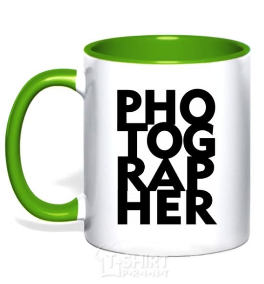 Mug with a colored handle Photographer V.1 kelly-green фото