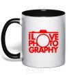 Mug with a colored handle I love photography black фото