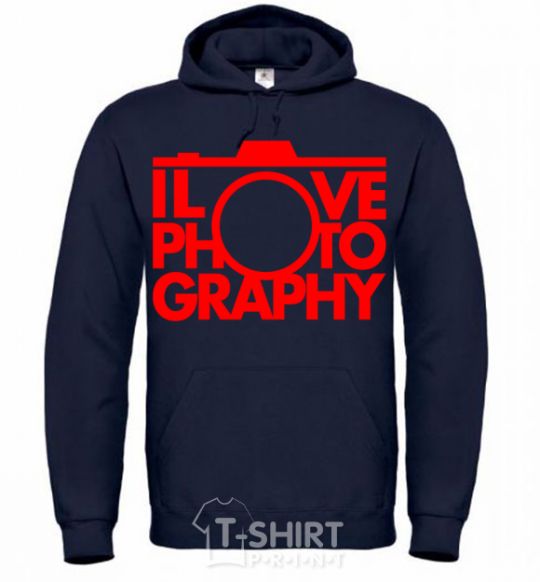 Men`s hoodie I love photography navy-blue фото