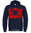 Men`s hoodie I love photography navy-blue фото