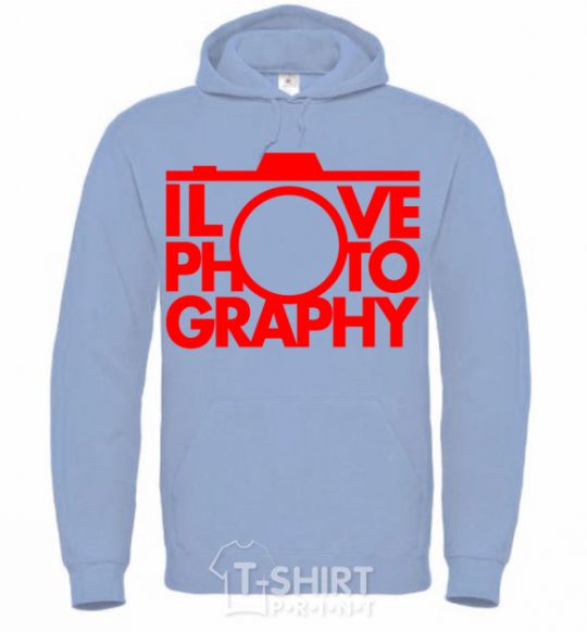 Men`s hoodie I love photography sky-blue фото