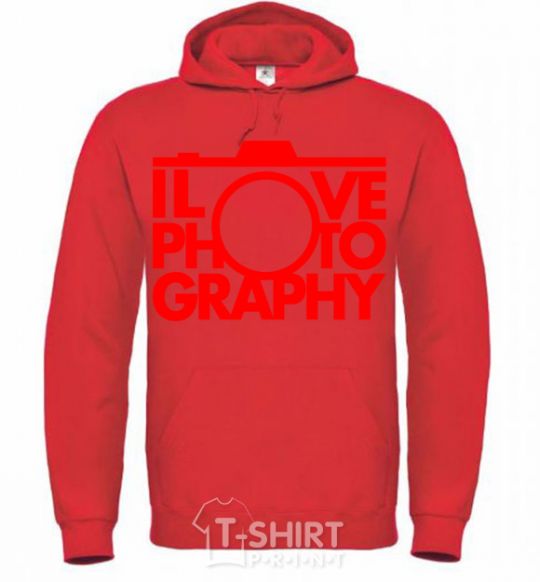 Men`s hoodie I love photography bright-red фото