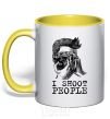 Mug with a colored handle I shoot people yellow фото