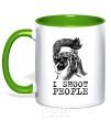Mug with a colored handle I shoot people kelly-green фото