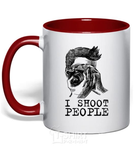 Mug with a colored handle I shoot people red фото