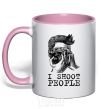 Mug with a colored handle I shoot people light-pink фото