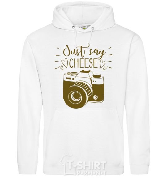 Men`s hoodie Just say cheese White фото